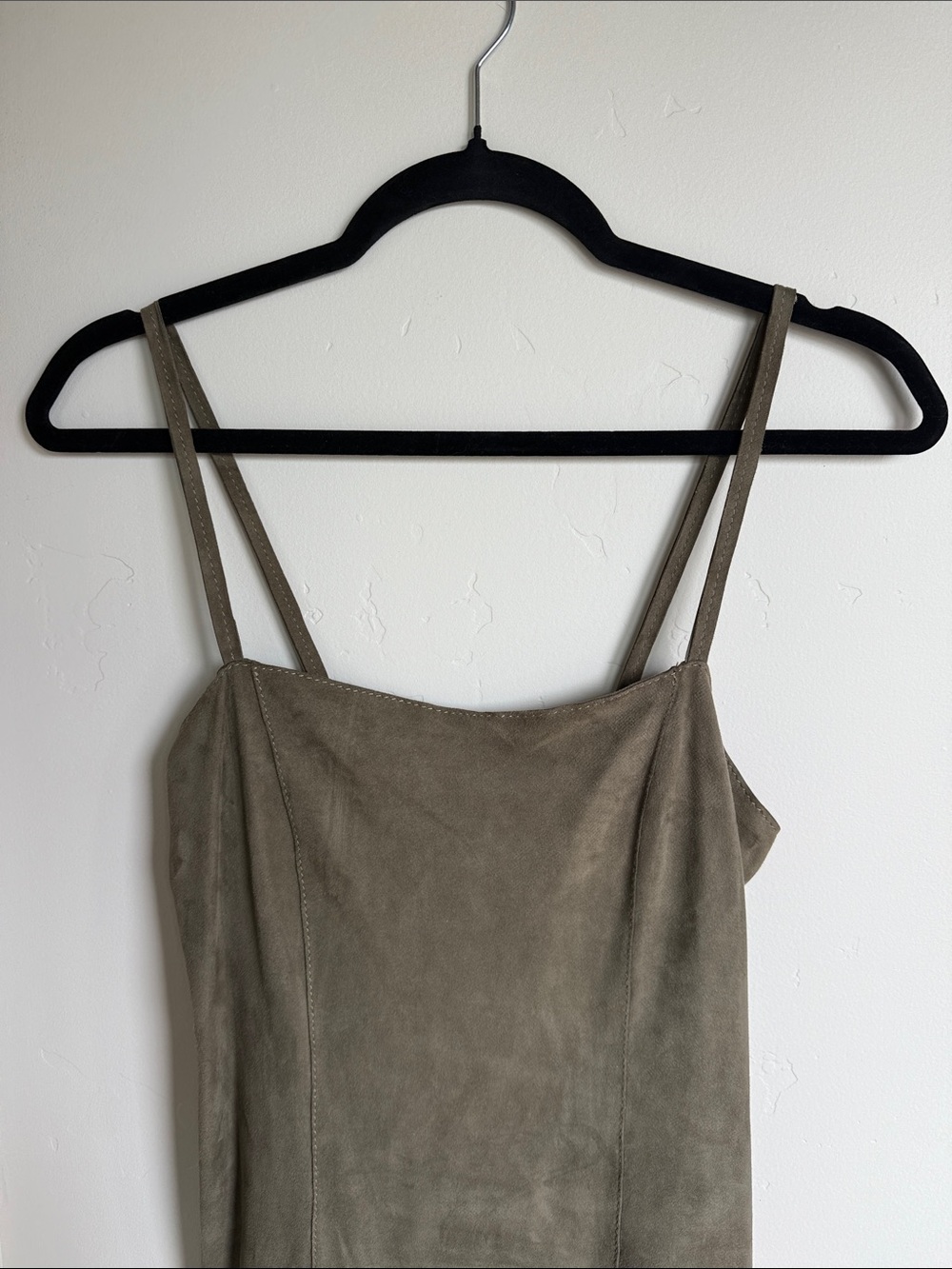Vtg Vera Pelle Genuine Sheep Skin Leather Mini Dress In Military Green 42 View 2